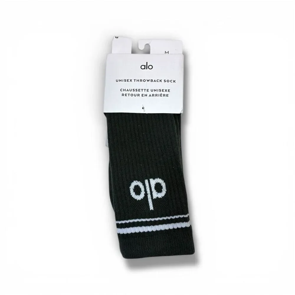 ALO Yoga NWT Unisex Throwback Sock in Charcoal Green/Ivory Size M